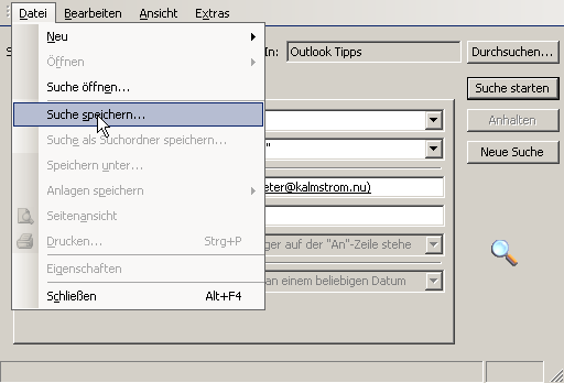 Outlook Suche abspeichern
