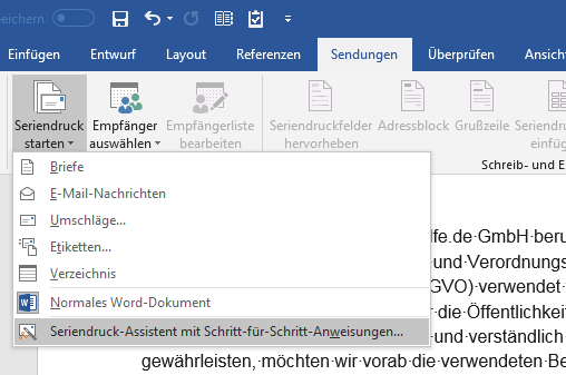 Outlook Seriendruck starten