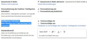 Intelligentes Schreiben deaktivieren bei Gmail